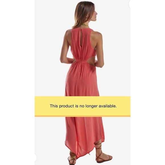 VIX paula hermany NAYARA DETAIL LONG DRESS pink red S - Picture 1 of 8